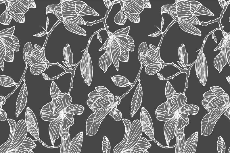 Bordstabletter i vit och grå magnolia blommadesign - Tenstickers