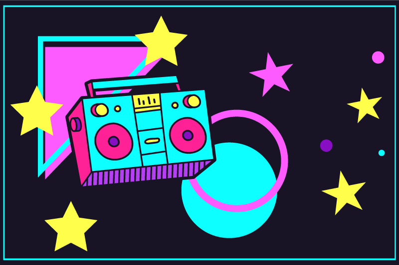 Bordstabletter original färgglad retro boom box - Tenstickers
