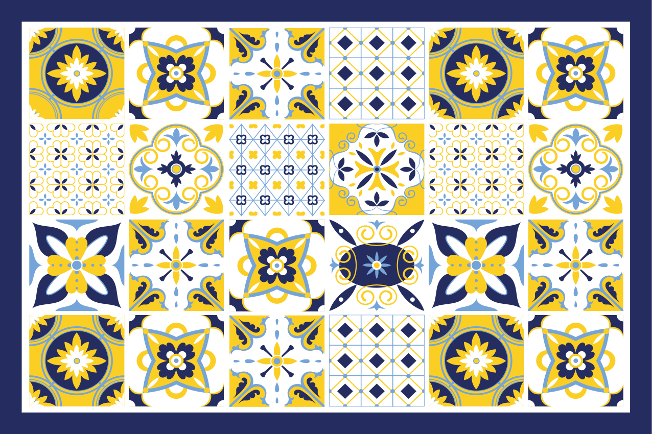 Bordstabletter med färgglada kakelmönster - Tenstickers