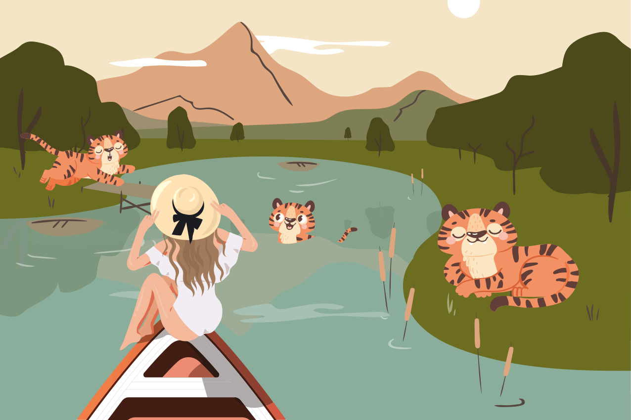 Bordstabletter barnen lekfulla tigrar scen - Tenstickers