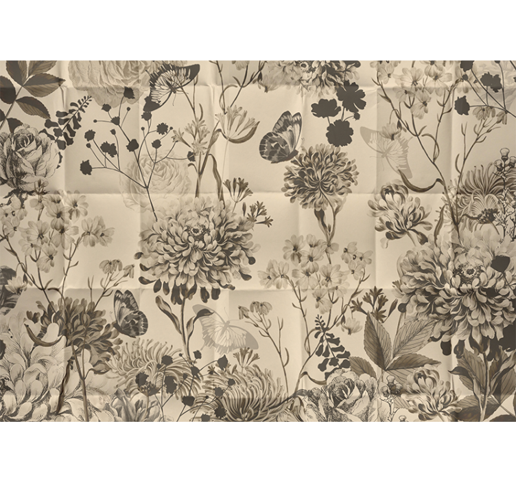 Beige blommönster Fototapeter Äktenskap - Tenstickers