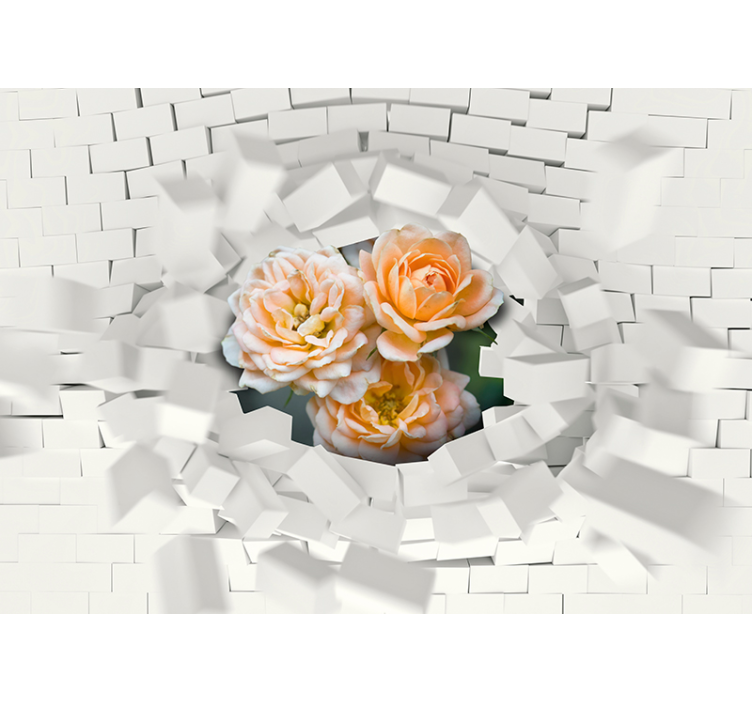 Mauer blume 3d fototapet - Tenstickers