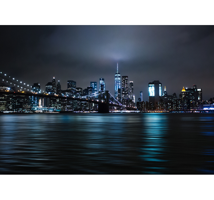 Natt skyline new york fototapet - Tenstickers