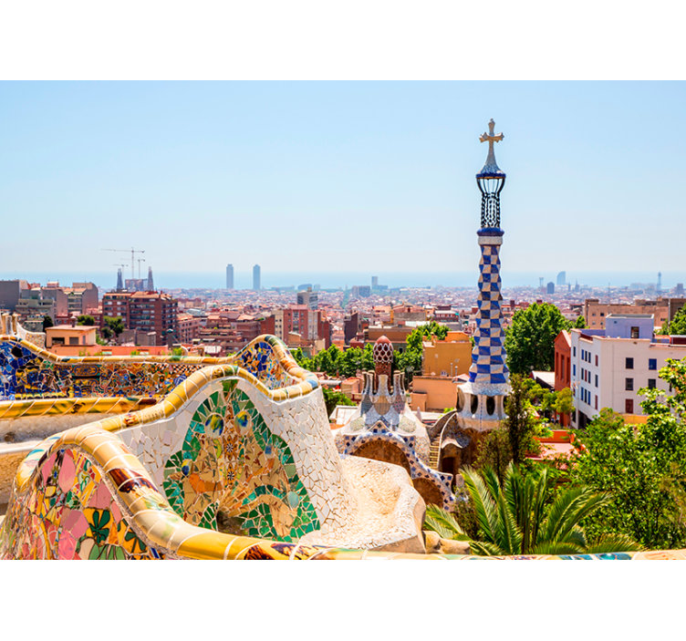 Havsutsikt på park güell barcelona fototapet - Tenstickers