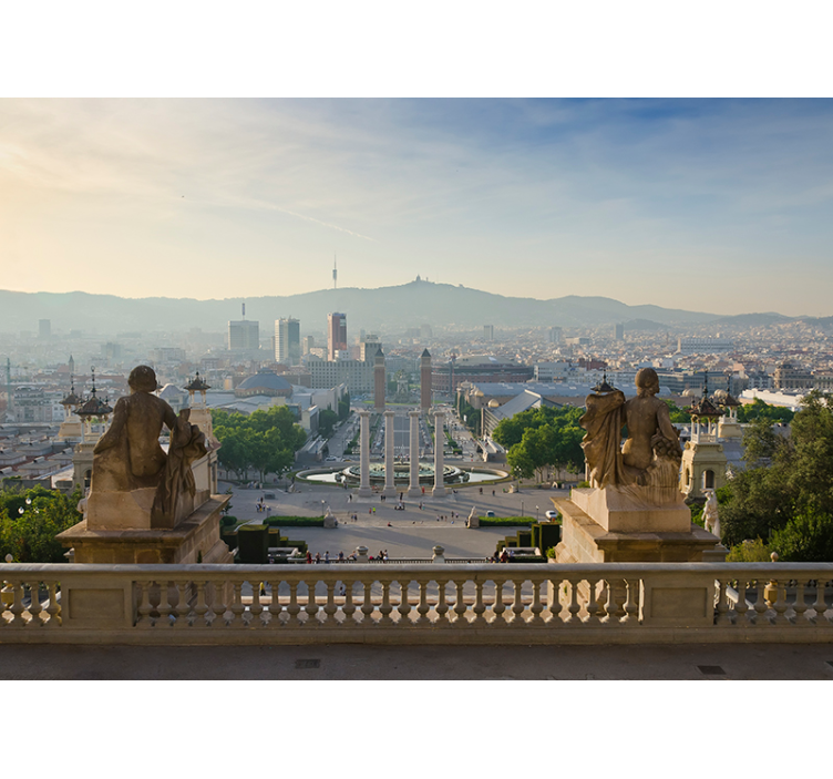 Barcelona fontän montjuic stadsfototapet - Tenstickers