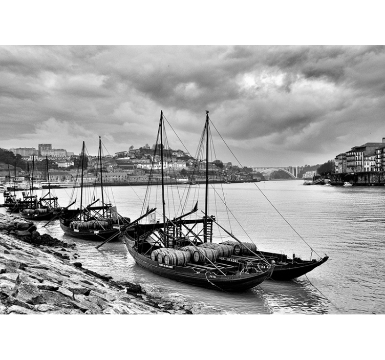 Rabelos båt på natten fototapet - Tenstickers