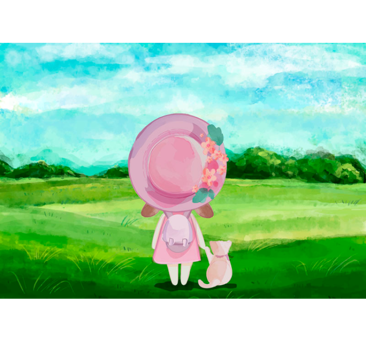 Barns fototapeter en flicka på ängen - Tenstickers