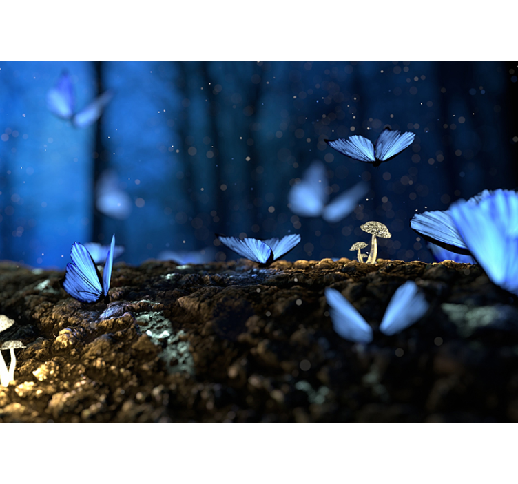 Blå fjäril fototapet - Tenstickers