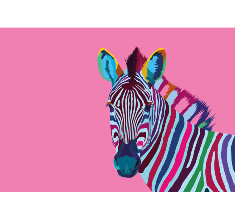 Zebra popkonst djur fototapet - Tenstickers