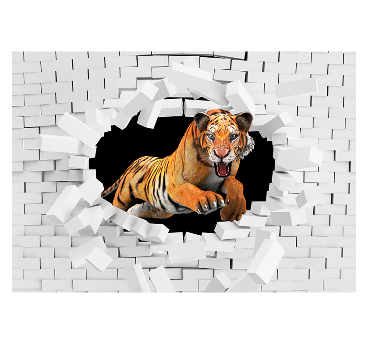 Realistisk tiger 3d fototapet - Tenstickers