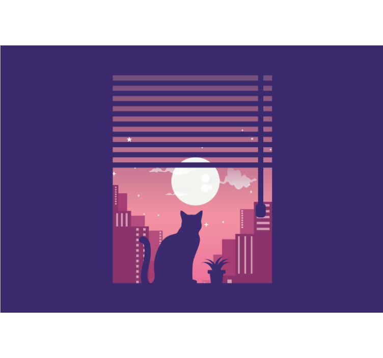 Katt silhuett nattvy Fototapeter djur - Tenstickers