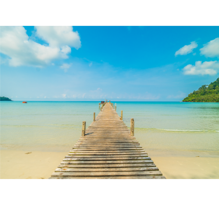 Fototapeter hav träbrygga utsikt - Tenstickers