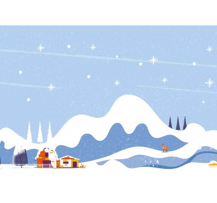 Ritade snöiga berg Fototapeter Barnens - Tenstickers