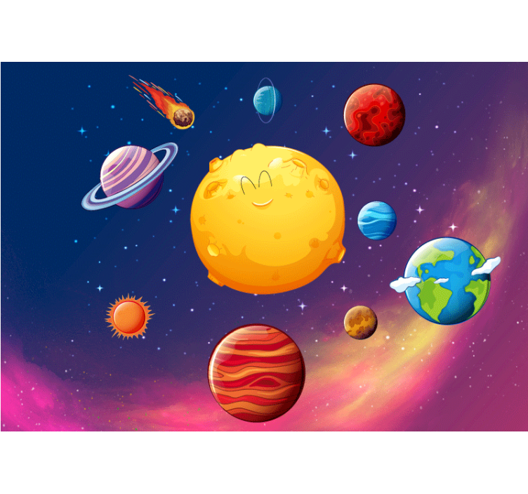 Fototapeter fantasi glada planetskaraktärer - Tenstickers