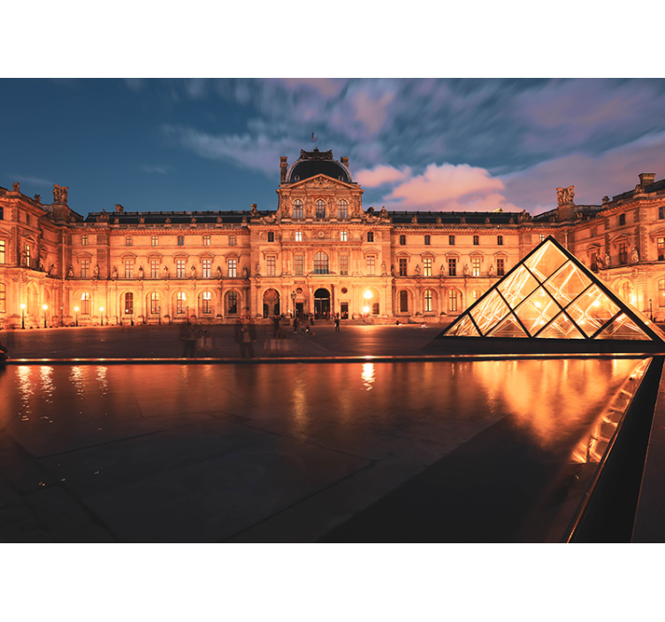 Fototapeter städer och länder louvre pyramid natt - Tenstickers