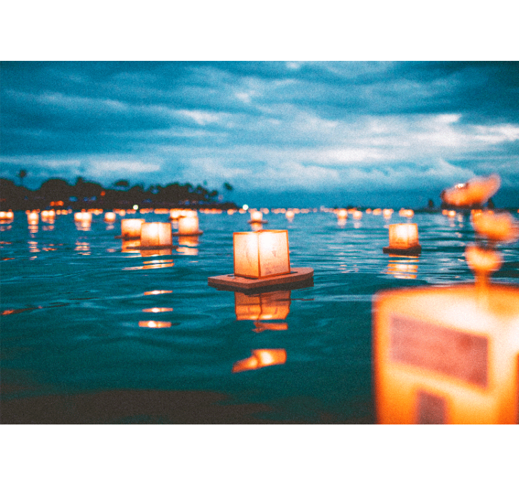 Lyktor ovanför vatten sjön fototapeta - Tenstickers