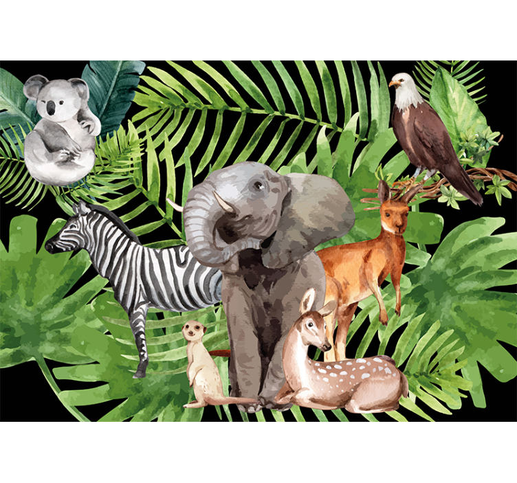 Fototapeter barnens elefant och vänner - Tenstickers