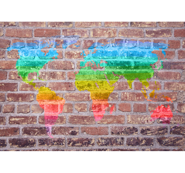 Fototapeter världskarta färgglad geografisk rendering - Tenstickers