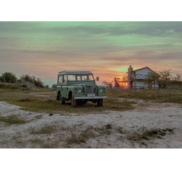 Grön klassisk bil Fototapeter Fordon - Tenstickers