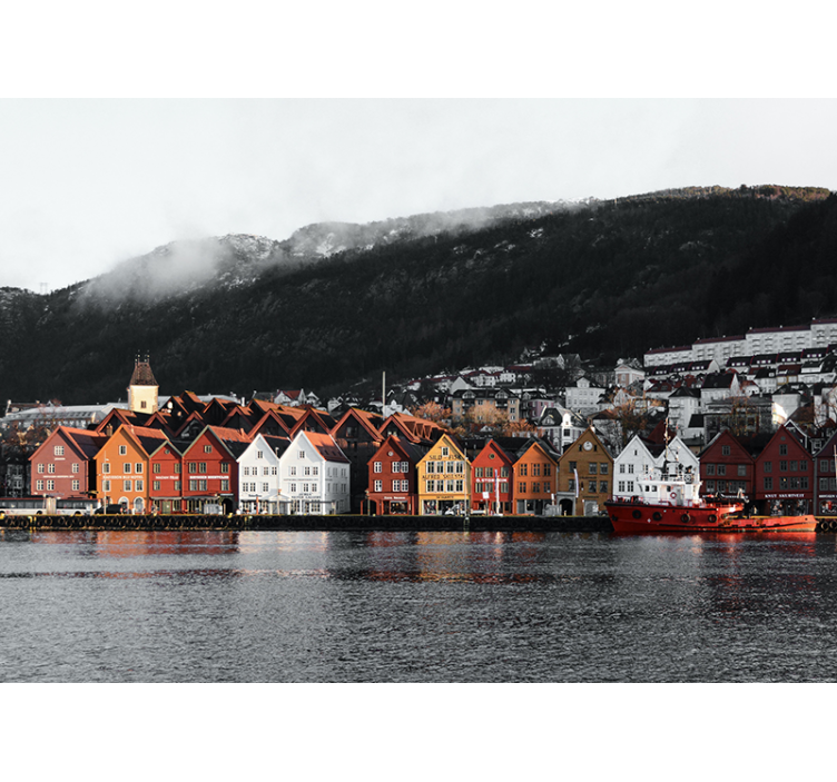 Bergen norge på vintern fototapeta - Tenstickers