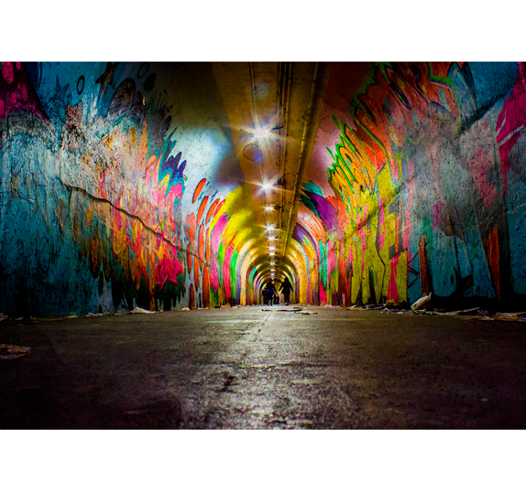 Tunnel graffiti urban konst fototapeta - Tenstickers