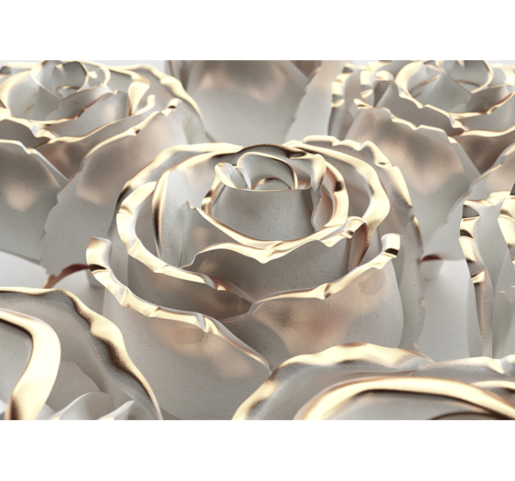 Vit blommönster 3d fototapeta - Tenstickers