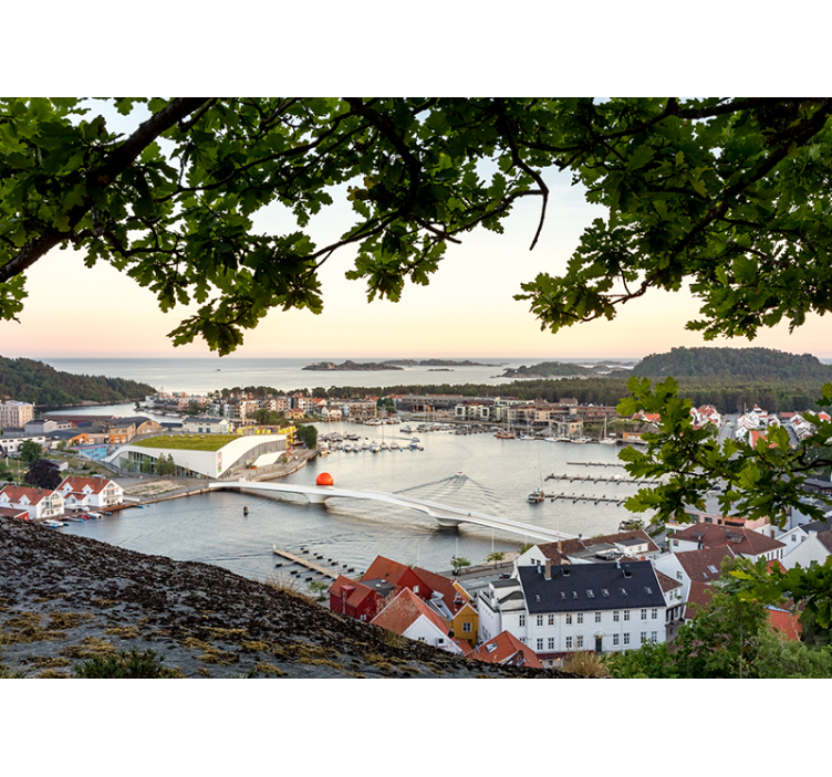 Fototapeter städer och länder charmig kustutsikt - Tenstickers