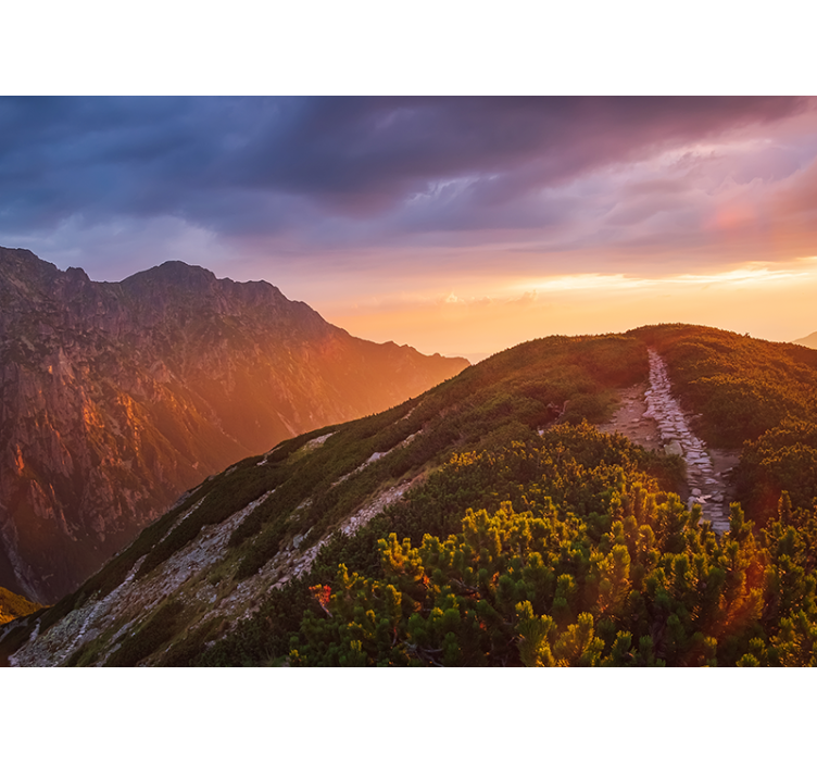 Storslagen bergskymning Fototapeter Fjäll - Tenstickers