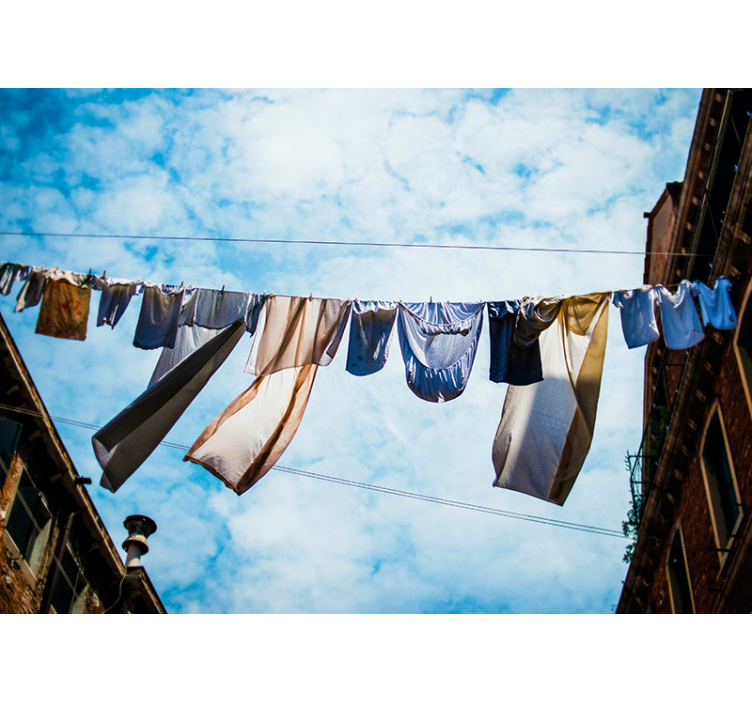 Tvätt hängande badrum fototapeter - Tenstickers