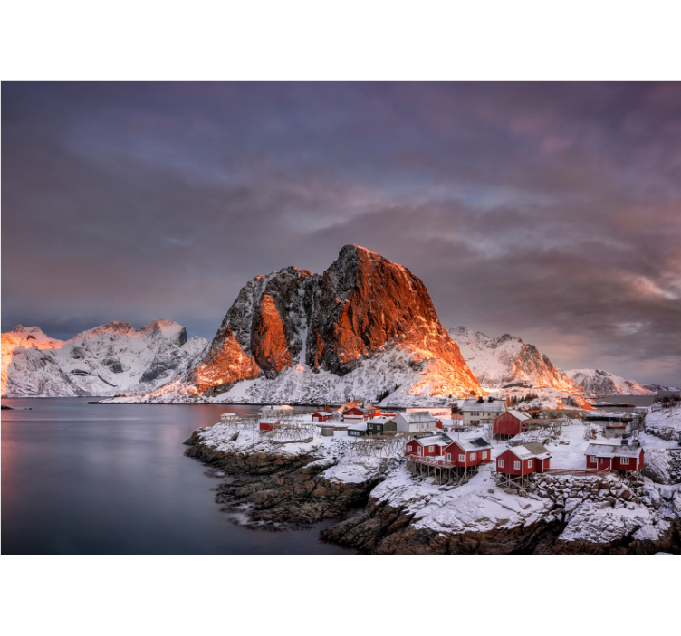 Fototapeter fjäll snöiga berg skymning - Tenstickers