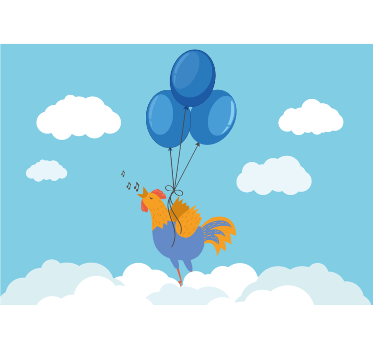 Fototapeter barnens sångande tupp ballonger - Tenstickers