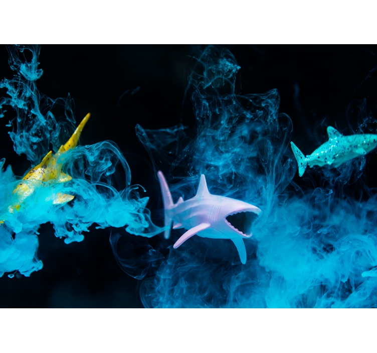 Hajfigurer i fototapeter med vattenäktenskap - Tenstickers