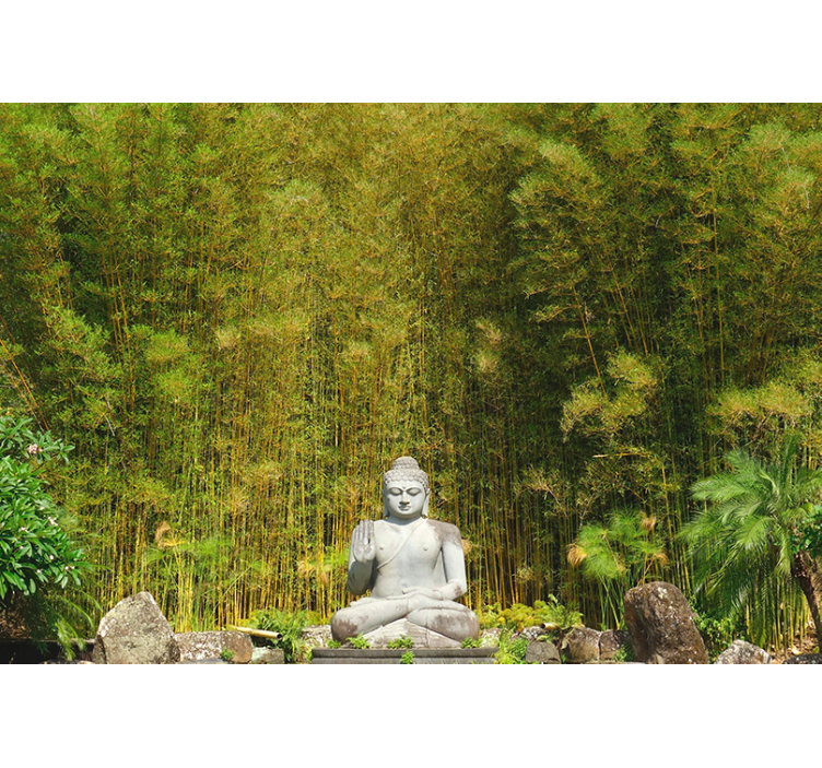 Buddha staty med skog fototapeta - Tenstickers