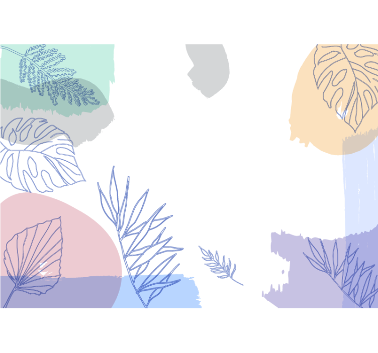 Modern akvarell blad vardagsrum fototapeta - Tenstickers