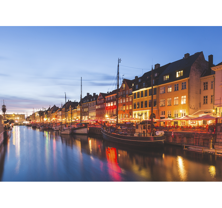 Köpenhamns hus på kvällen fototapeta - Tenstickers