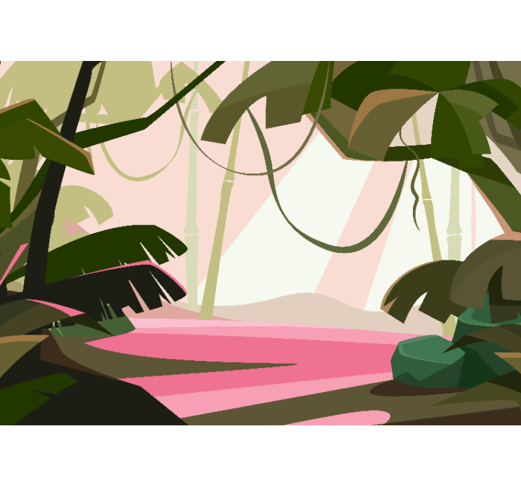 Fototapet djungel lummig tropisk scen - Tenstickers