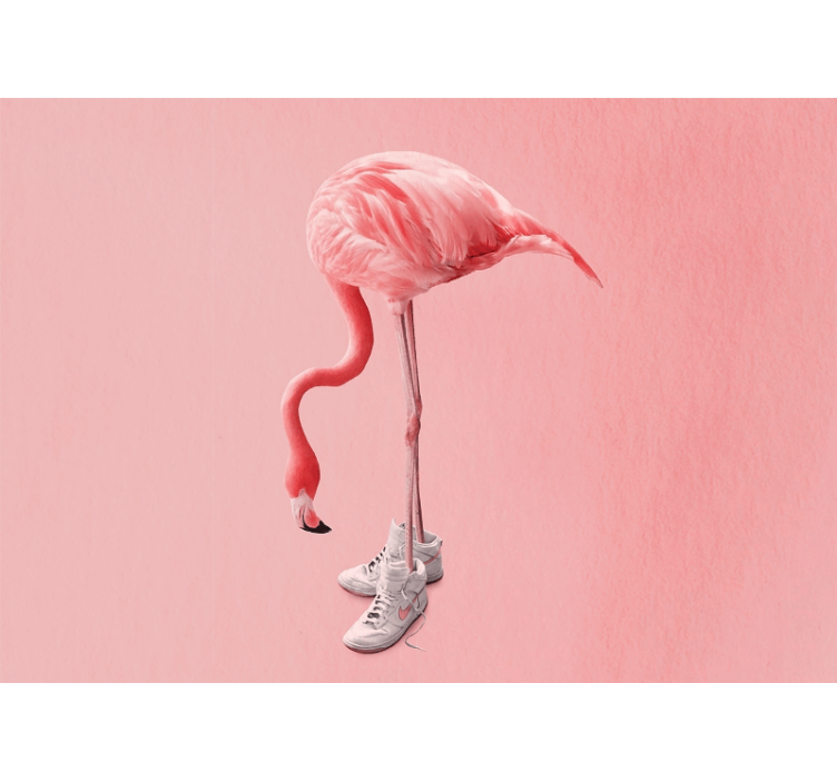 Fototapeter Övriga djur flamingo i sneakers - Tenstickers