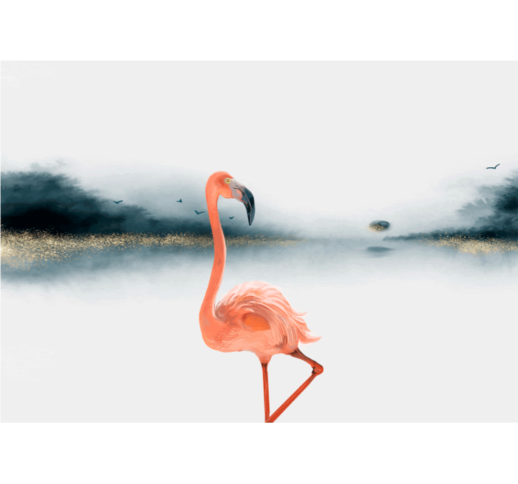 Fototapeter djur elegant flamingo pose - Tenstickers