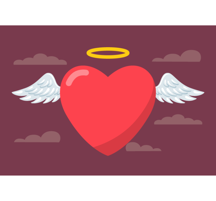 Fototapeter kärlek hjärtat med vingar - Tenstickers