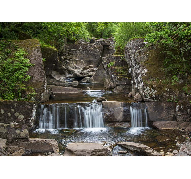 Fototapeter fjäll stillastående natur vattenfall - Tenstickers
