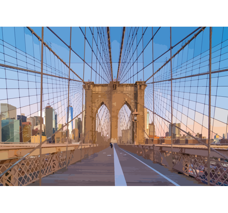 Brooklyn bridge top perspektiv 3d fototapet - Tenstickers