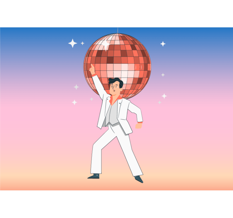 Disco boll illustration med färger fototapeter - Tenstickers