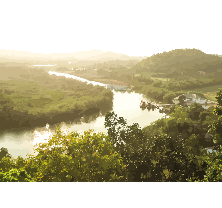 Fototapeter landskap fridfull flodutsikt - Tenstickers