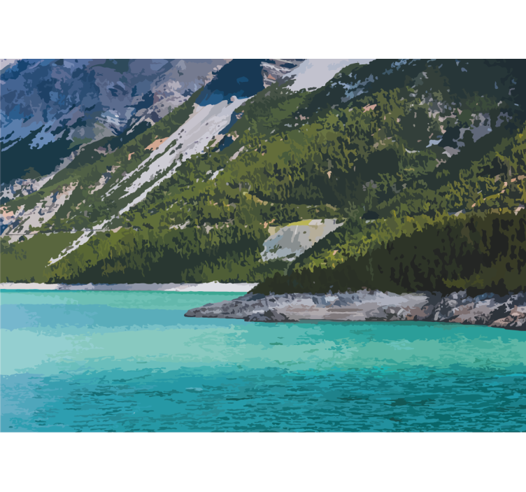 Fototapeter landskap bergsjöns lugna vatten - Tenstickers