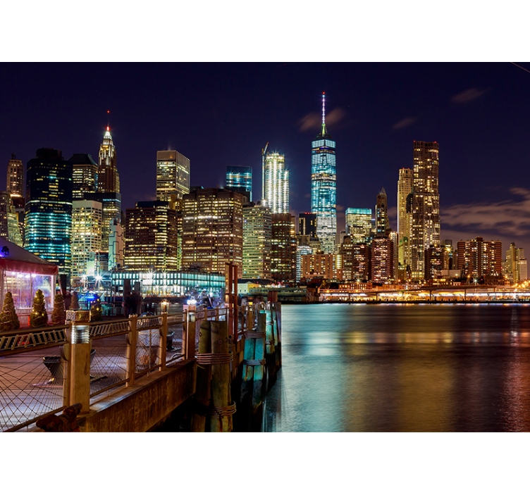 Fototapeter new york urban natt skyline - Tenstickers