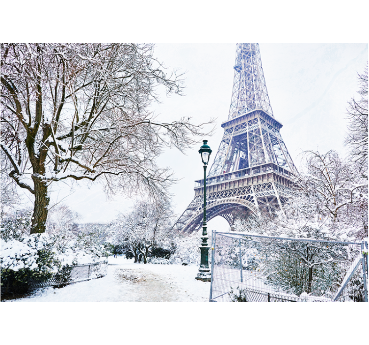 Fototapeter paris eiffeltornet i snö - Tenstickers