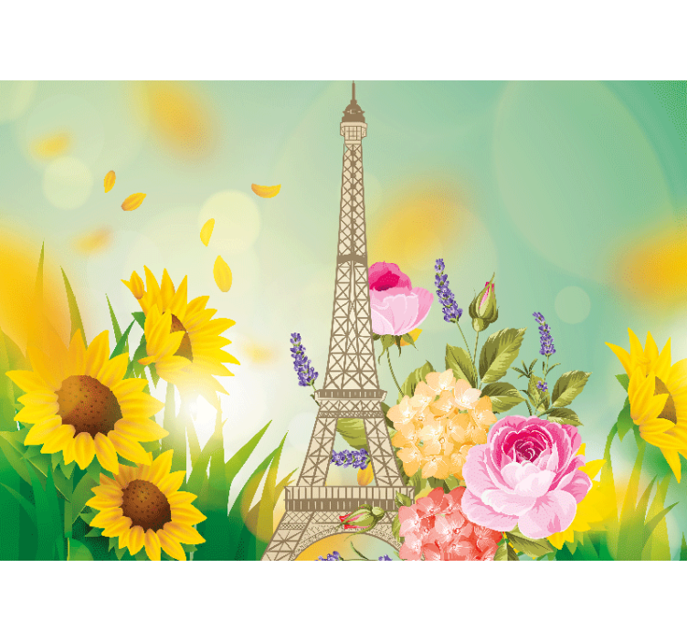 Fototapeter paris eiffeltornets blommor - Tenstickers