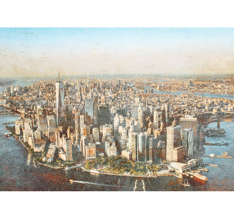 Fototapeter städer och länder aerial view manhattan - Tenstickers