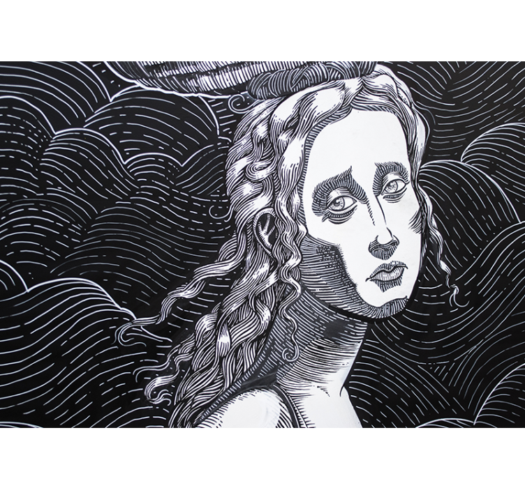 Kvinna svartvitt klassisk konst tapet - Tenstickers