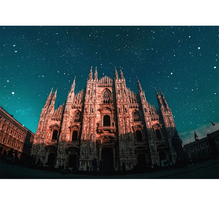 Fototapeter madrid nattlandskap över milan cathedral - Tenstickers